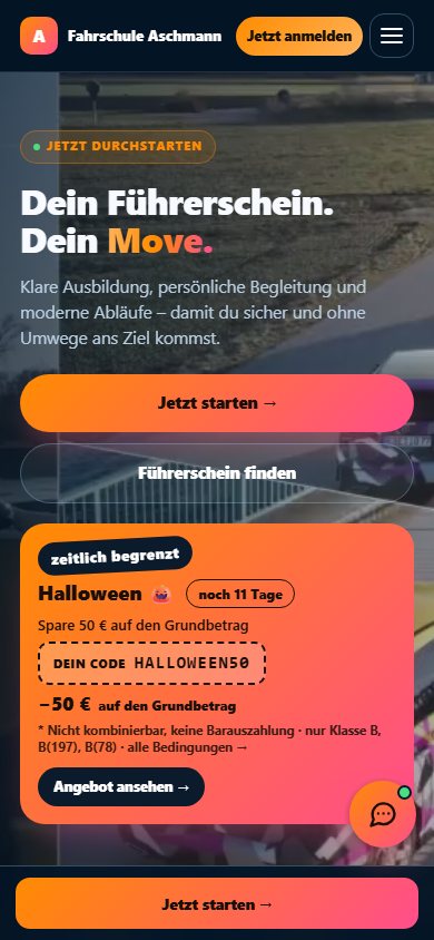 Fahrschule Aschmann auf dem Smartphone